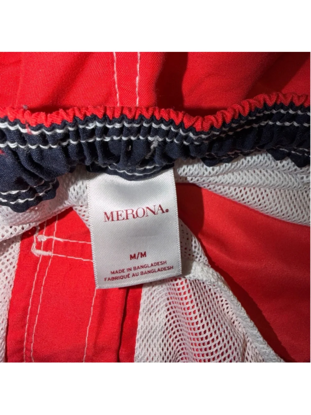 Merona Board Shorts Mens Size Medium Red Cargo Pocket Swim Trunks FLAW Read